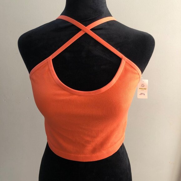 Offline By Aerie Recharge Cross Back Ribbed Tank Top Large Orange NWT - Picture 2 of 8
